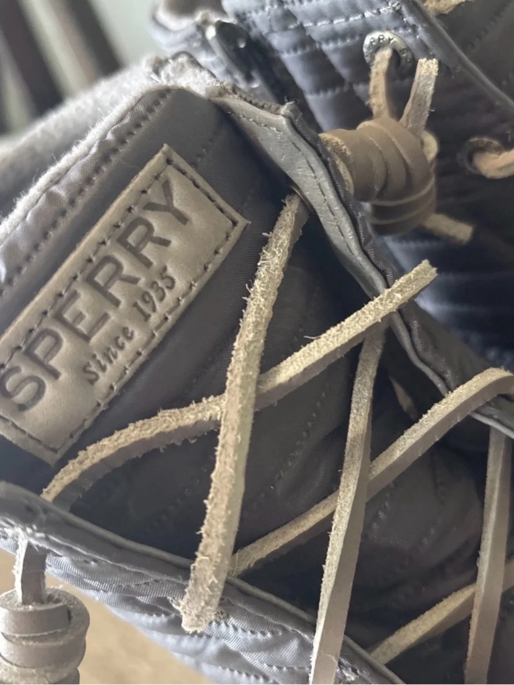 Sperry Charcoal Lace-Up Quilted Ankle Boots